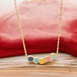 NEW 18K yellow gold plated smile face colorful necklace jewelry B21B